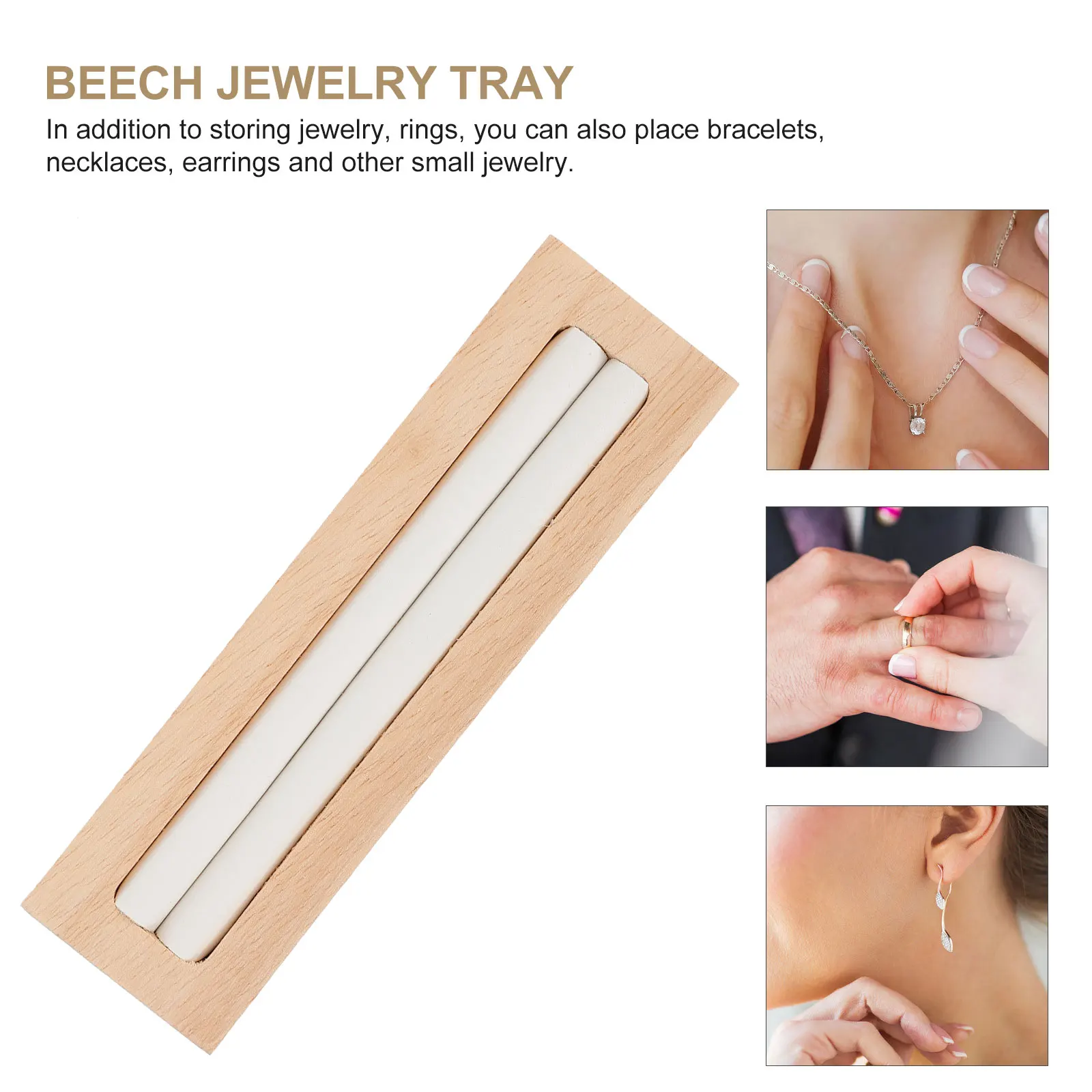 

1pc Beech Jewelry Tray Ring Storage Holder Jewelry Display Box Desktop Organizer Rings Storage Box Decorative Tray