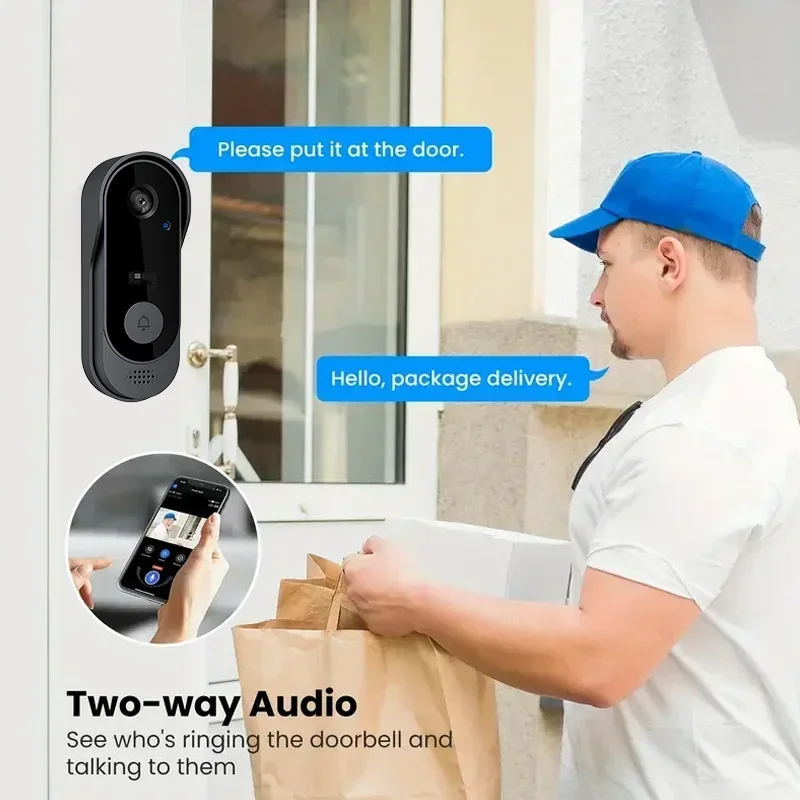 Video HD Wireless Waterproof Doorbell Camera, Night Vision & Voice Change Smart Home Security System Monitor Smart Life