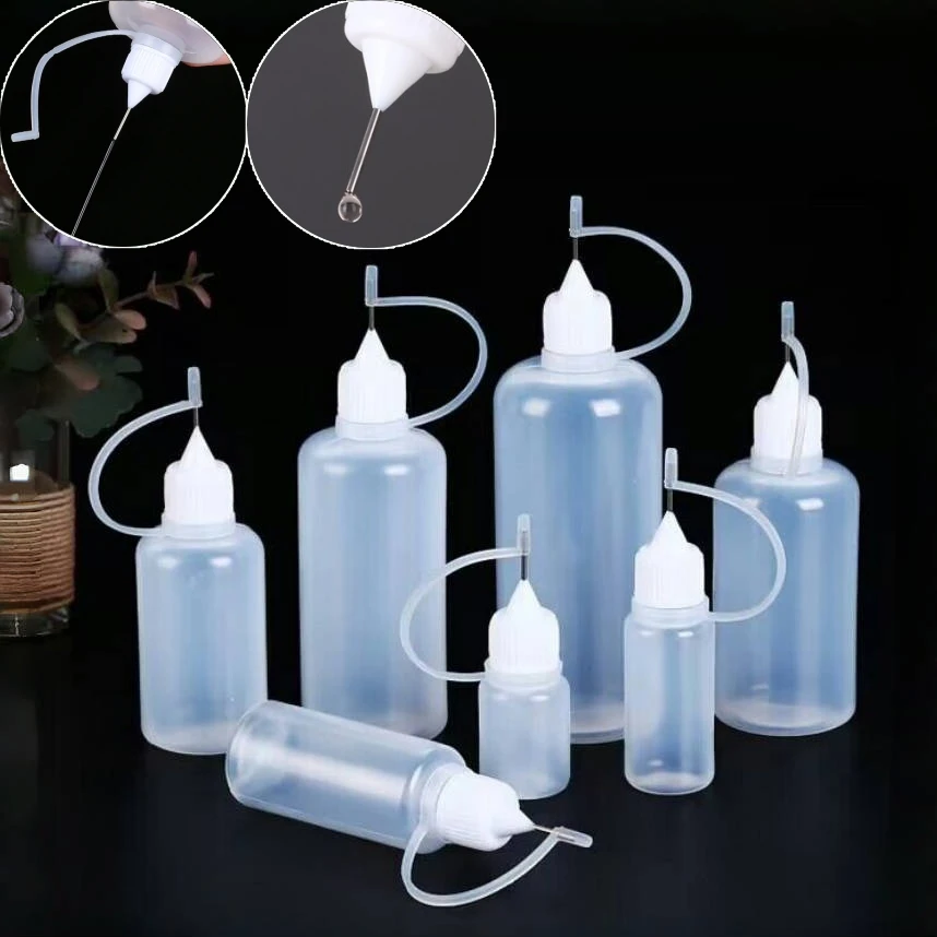 1/3/5 szt. 5ml-100ml Plastikowe Przezroczyste Butelki z Igłą do Kleju Puste Butelki z Kroplomierzem Precyzyjny Aplikator do Kleju DIY