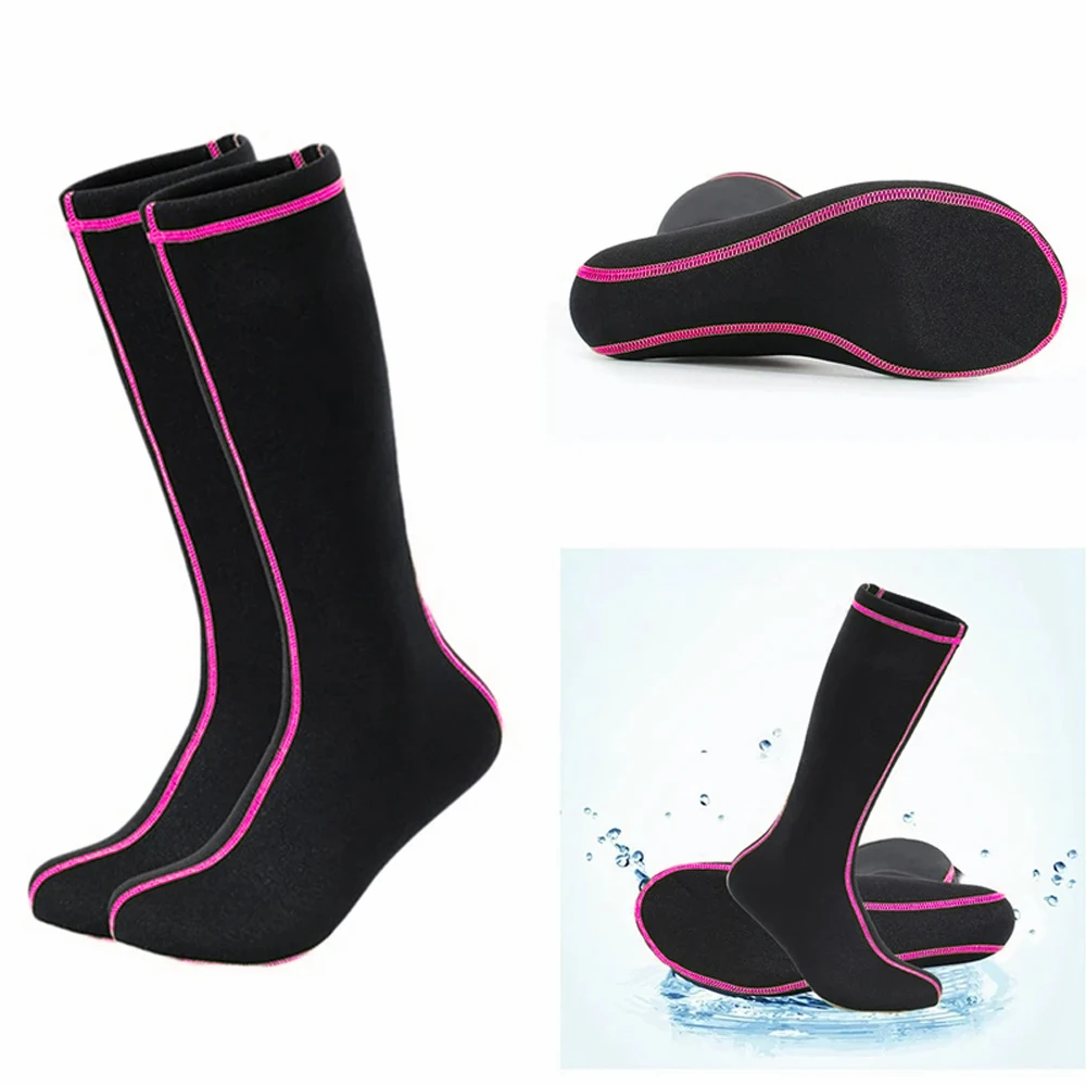 1Pair Unisex Long Anti-Slip Wetsuit Boots Knee-Length Neoprene Socks - Flexible, Warm Water Fin Shoes