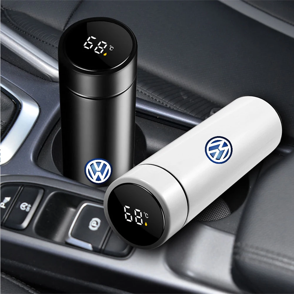 For Volkswagen VW R GTI Golf 5 7 Caddy Passat Tiguan Polo Smart Touch Screen Stainless LED Leak Proof Thermo Mug Car Accessory