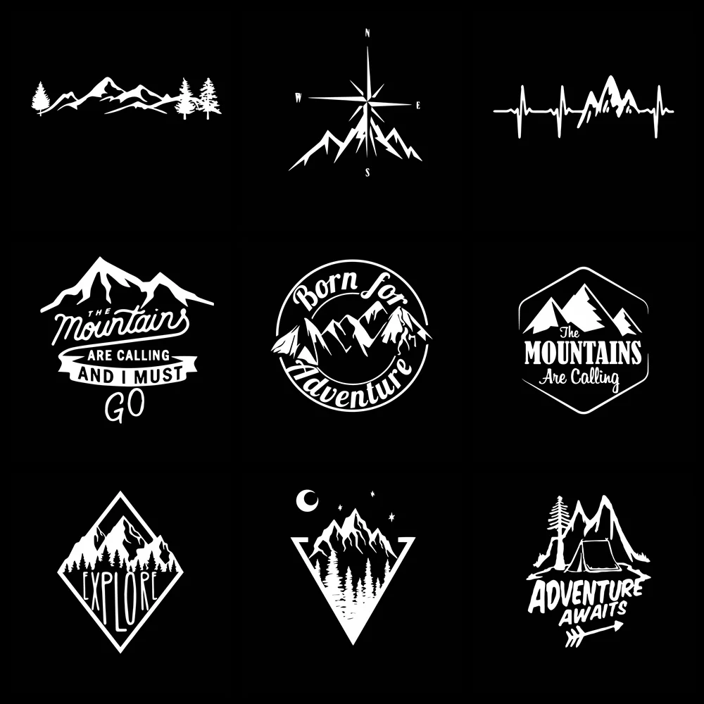 Hot Sale Mountains And Compass Car Sticker Decal Vinyl Large Art Pattern Art Cars Body Stickers Waterproof Auto Accessories