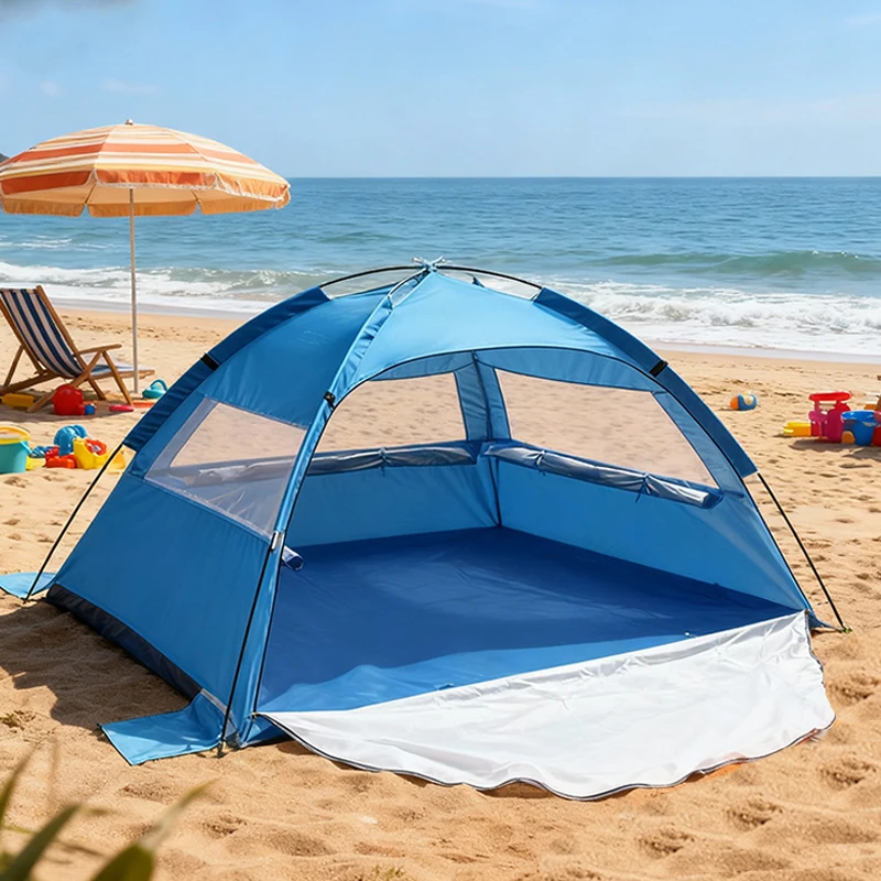 

Beach Tent 2-3 Persons Pop Up Tent Automatic Quickly Open Outdoor Camping Tour Portable Sun protection with Extended Mat