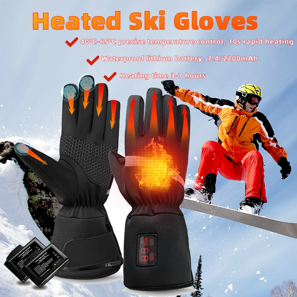 

Women Electric Heated Ski Gloves LED Digital Display Precise Temperature Control Switch Waterproof Winter Thermal Gloves