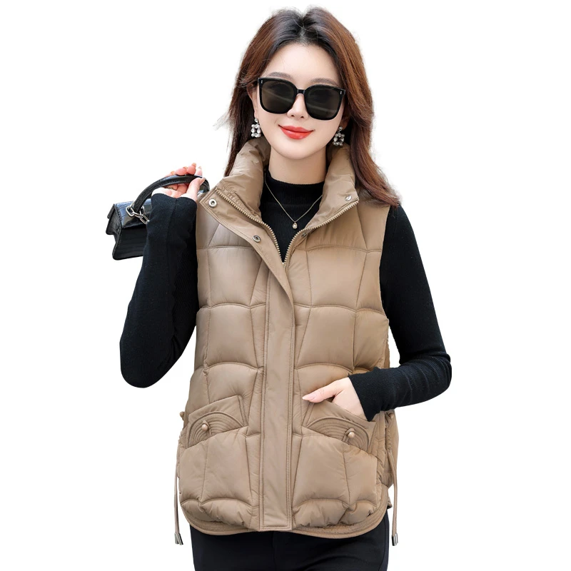 

Down Cotton Women's Vest Fashion Waistcoat Versatile Autumn Winter Solid Color Waistcoat Warm Jacket Women's Vest
