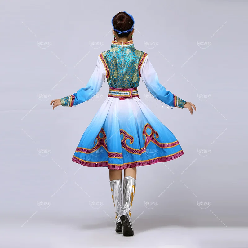 女性のためのmongolianショー服、エスニック結合スクエアダンスパフォーマンス、ダンスサービス、大人のステージドレス、振り子スカート