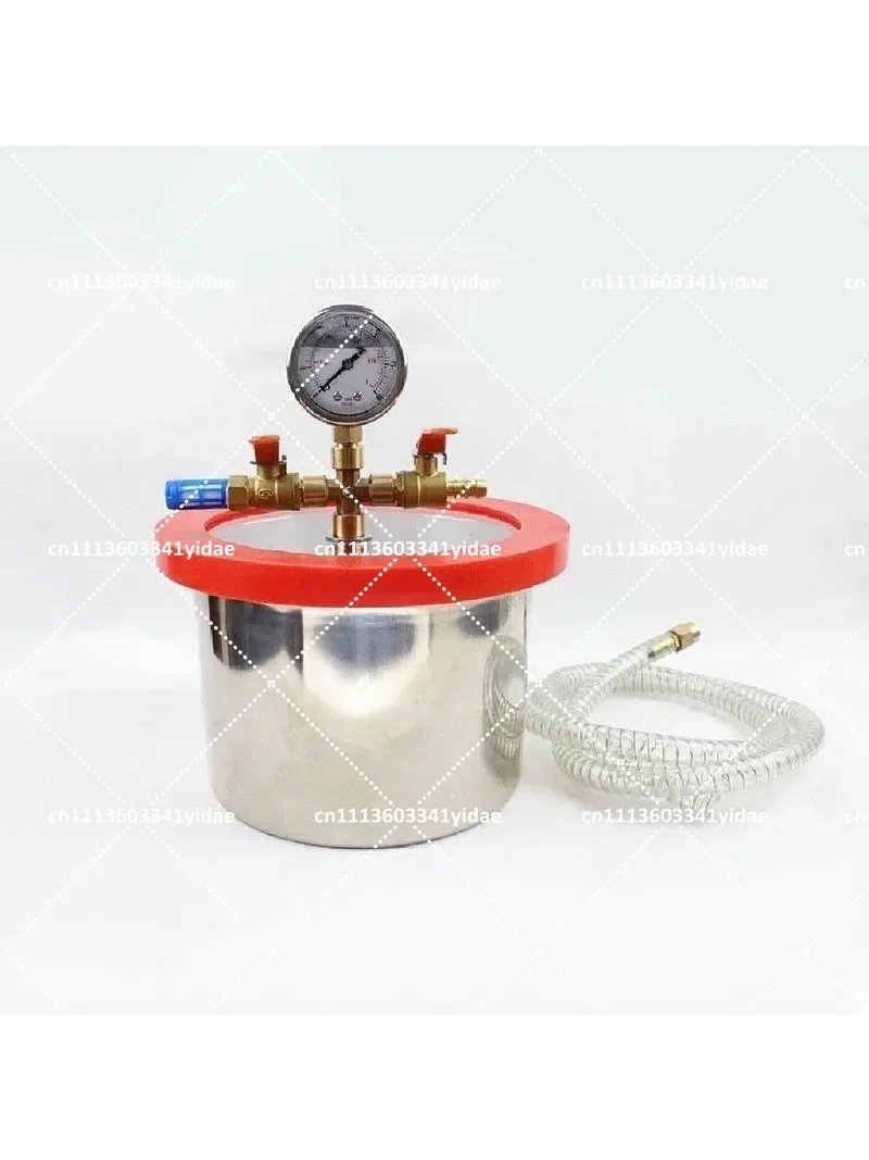 3L Stainless Steel Vacuum Degassing Chamber 20CM Diameter Epoxy Resin Defoaming Barrel with 12MM Acrylic Cover for Laboratory Us