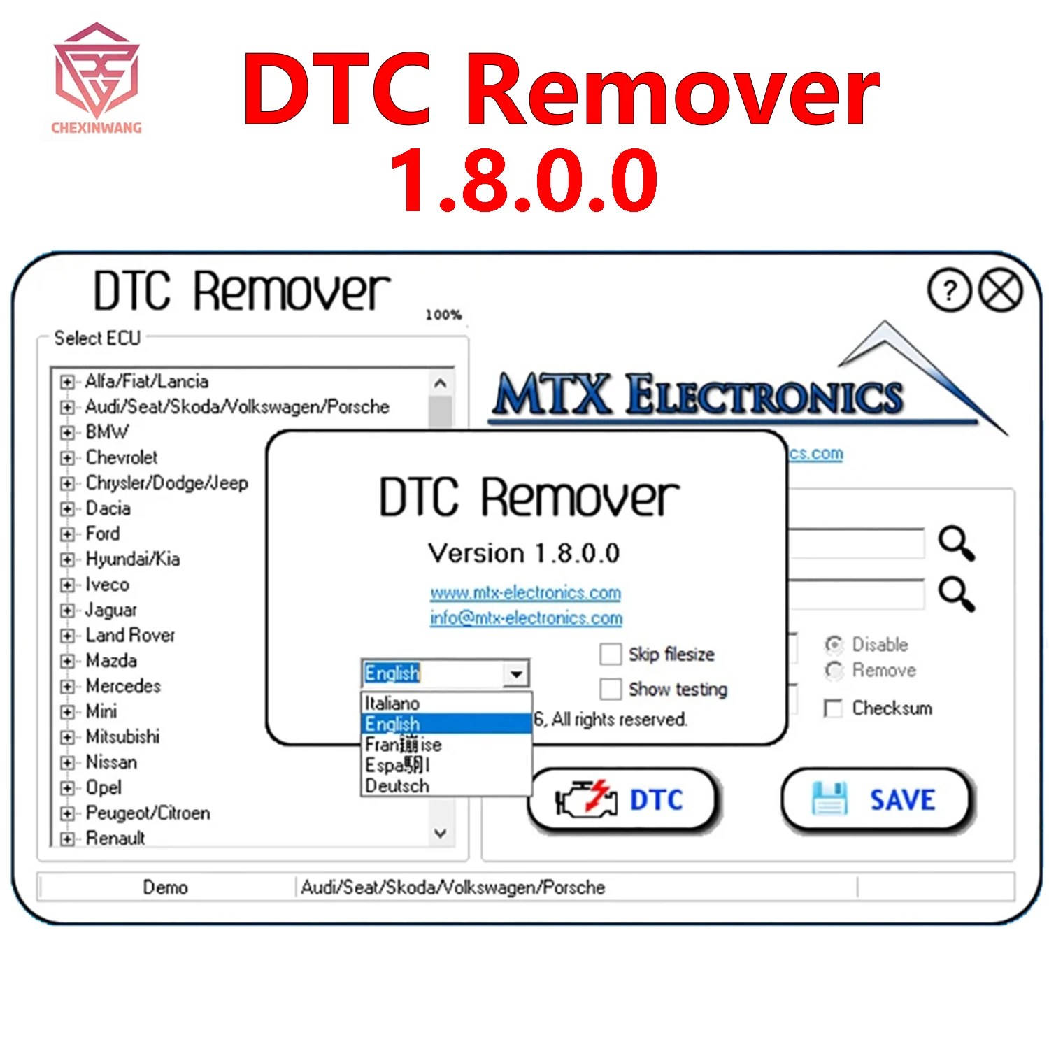 DTC Remover 1.8.0.0 For KESS KTAG FGTECH OBD2 ECU Chip Tuning Software Full MTX DTC Remover