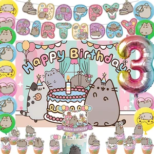 The Pusheen Cat Birthday Decoration Party Suministries de dibujos animados de petición de dibujos animados Banner de teleno 10 mejores ventas empuje el gato - №10