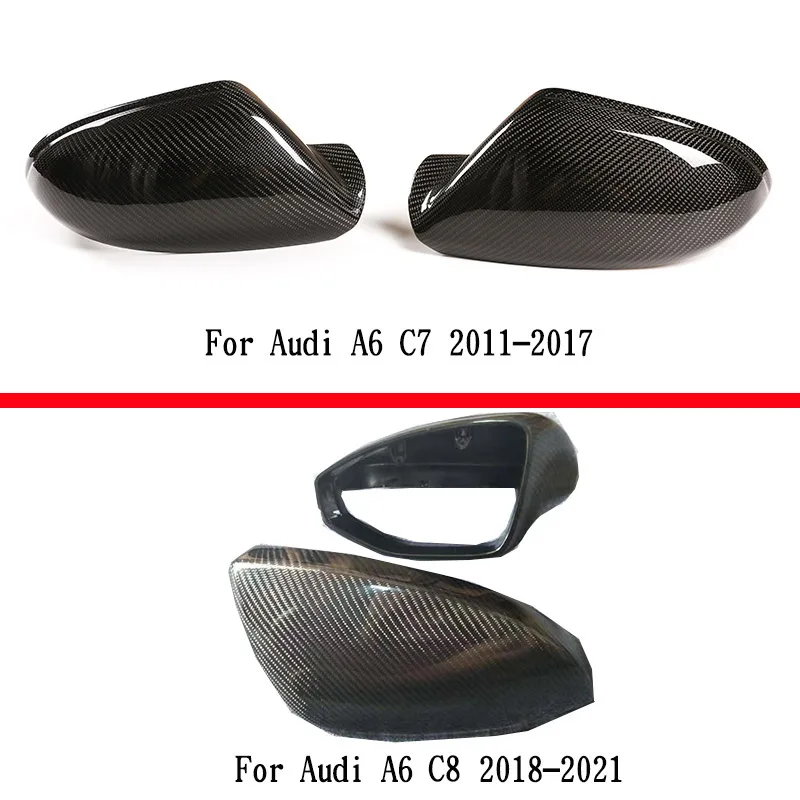 For Audi A6 C7 2011-17 C8 2018-21 Real Carbon Fiber Car Side Wing Mirror Protective Cover Car Accessories (replacement parts)