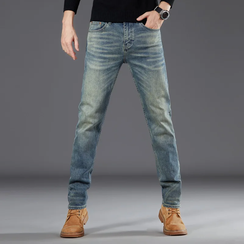 Pantalones vaqueros informales para hombre, Jeans de corte sencillo, lavados a diario, marca de moda urbana versátil, novedad de 2023