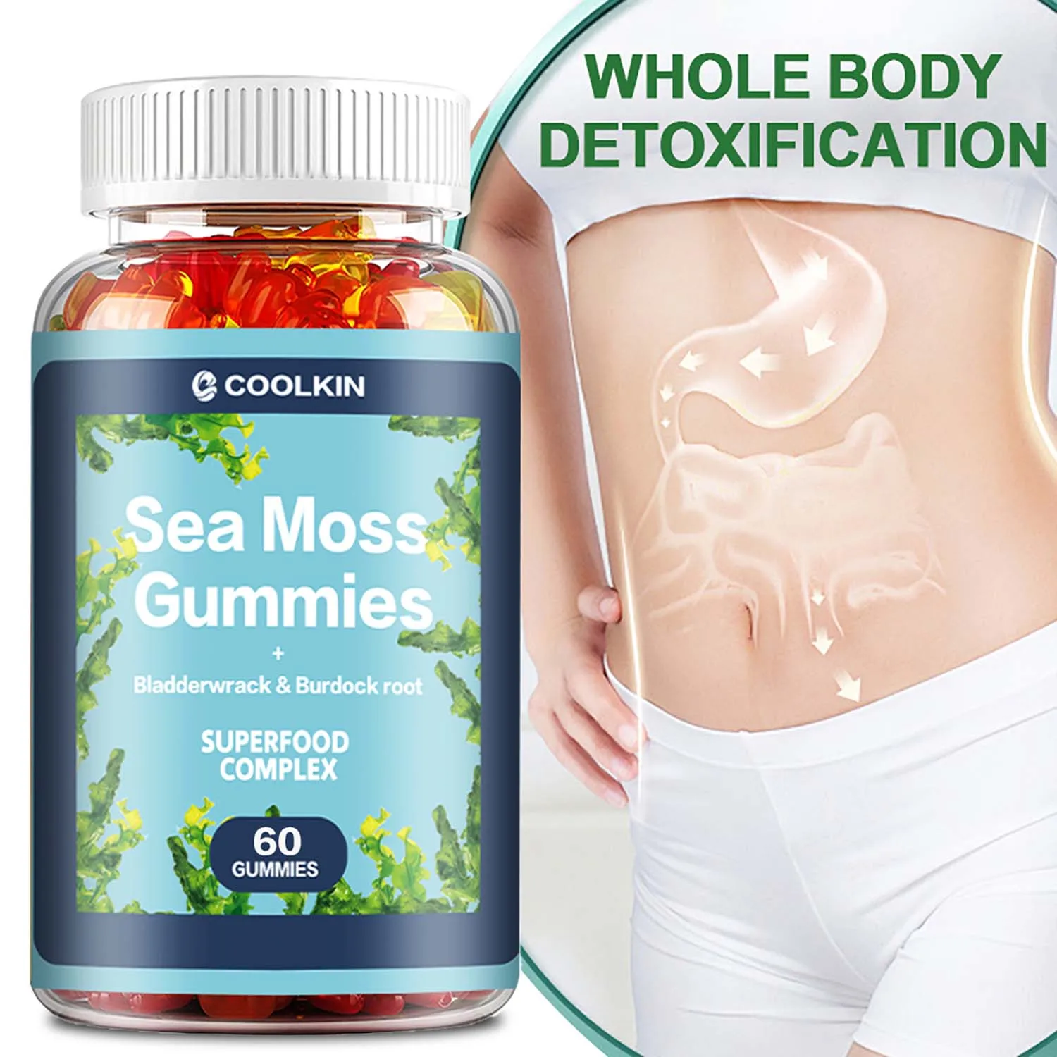 

Sea Moss Gummies - Promotes Thyroid and Gut Health, Immune Support, Energy Boost For Energy Cognition And Immunity - 60 Gummies
