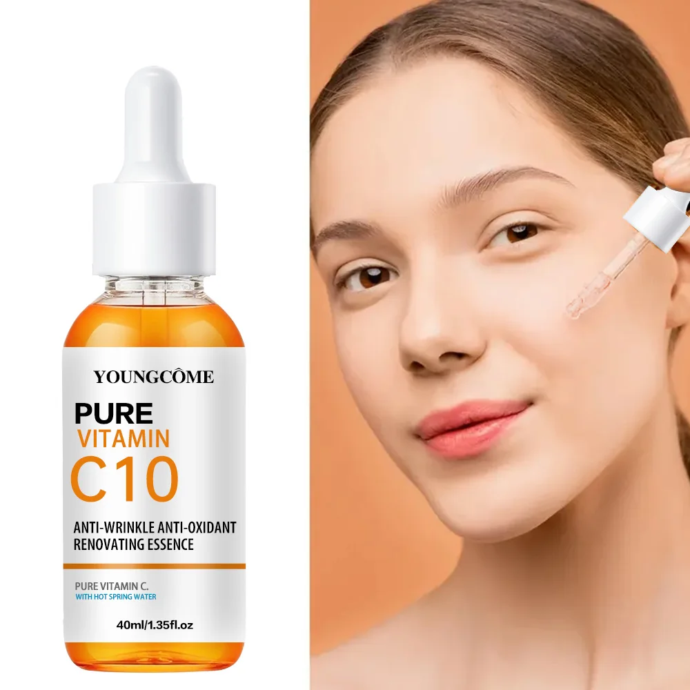 YOUNGCOME Soro de vitamina C para rosto com ácido hialurônico e ácido salicílico, soro facial hidratante, aumenta o brilho e reduz rugas