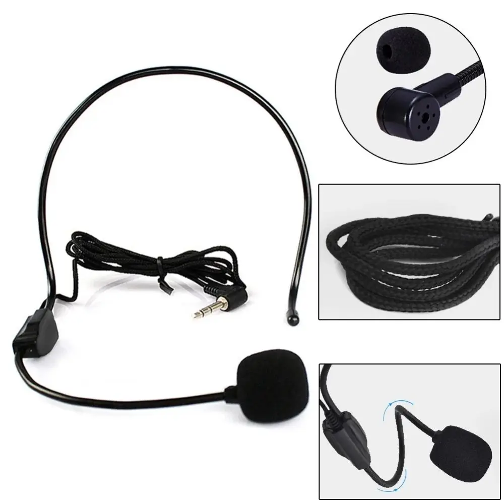 New Portable Wired Microphone Head-mounted 3.5mm Plug Headset Microphone Video Recording Volume Amplifier Speech Headset Mic