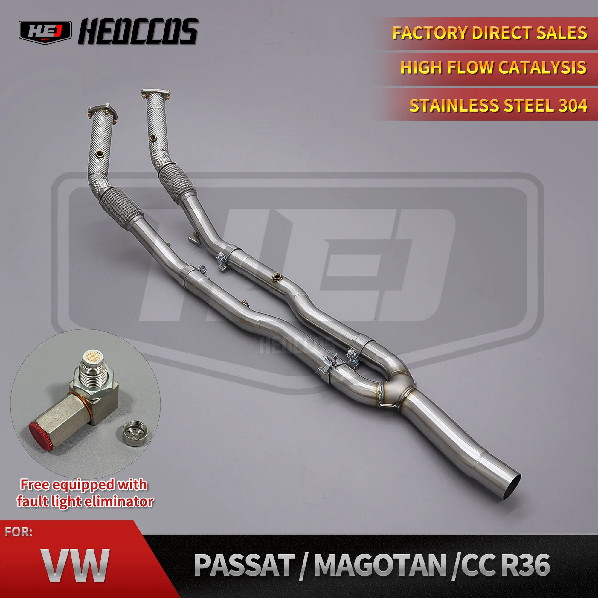 

HEO Downpipe for VW R36 Magotan 3.6 2008-2011 High Performance Exhaust Pipe Muffler Exhaust Downpipe