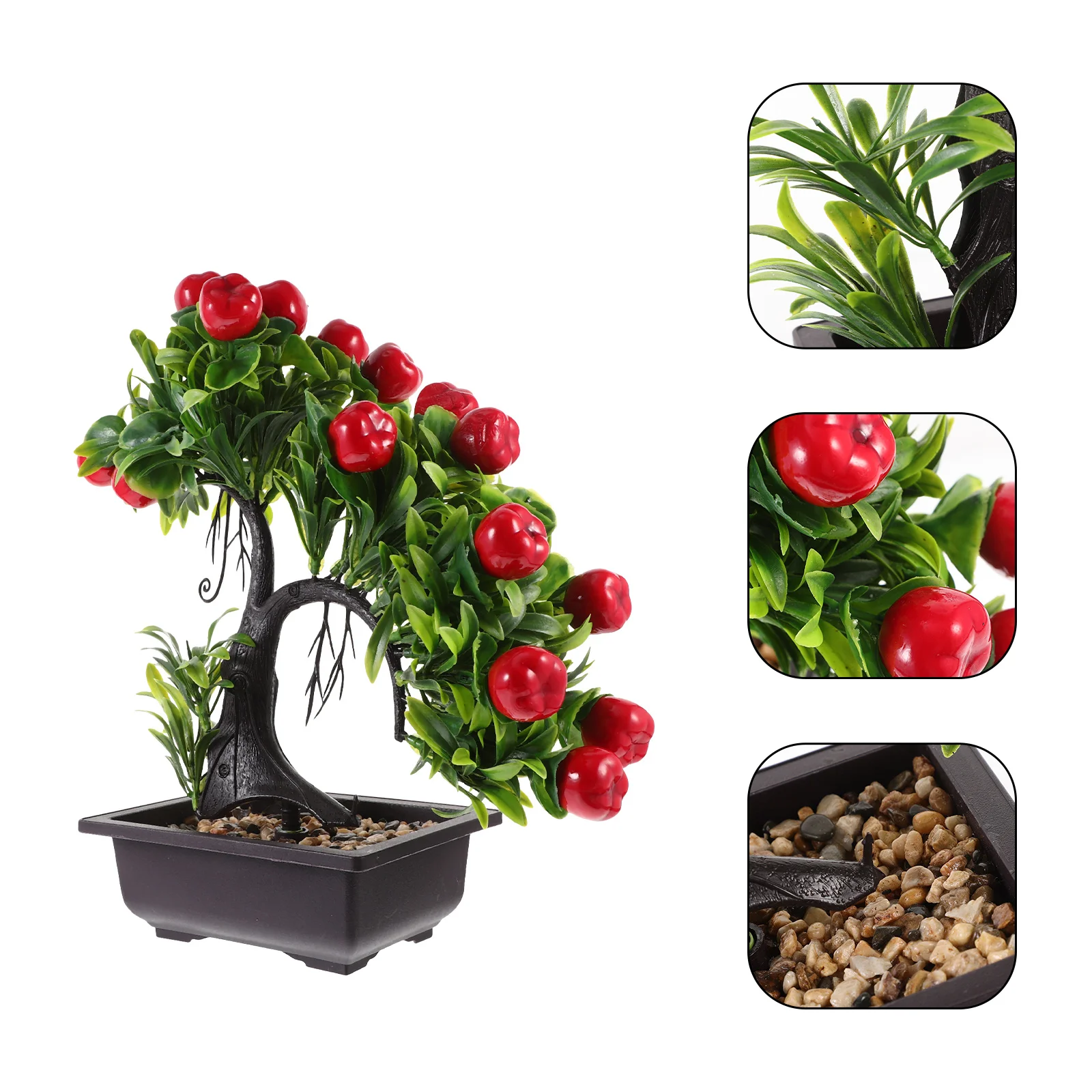 

Artificial Bonsai Plant Fake Potted Plastic Tree Realistic Indoor Decor For Home Office Desktop Small Green Plant Living Room