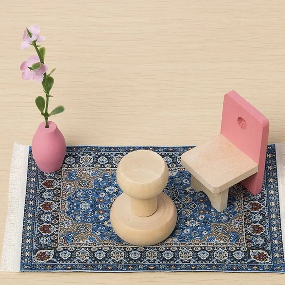 Toy 1/12 Dollhouse Carpet 90*110mm Multicolor Floral Pattern Cup Mat Small Furniture Turkish Style Mini Floor Coverings