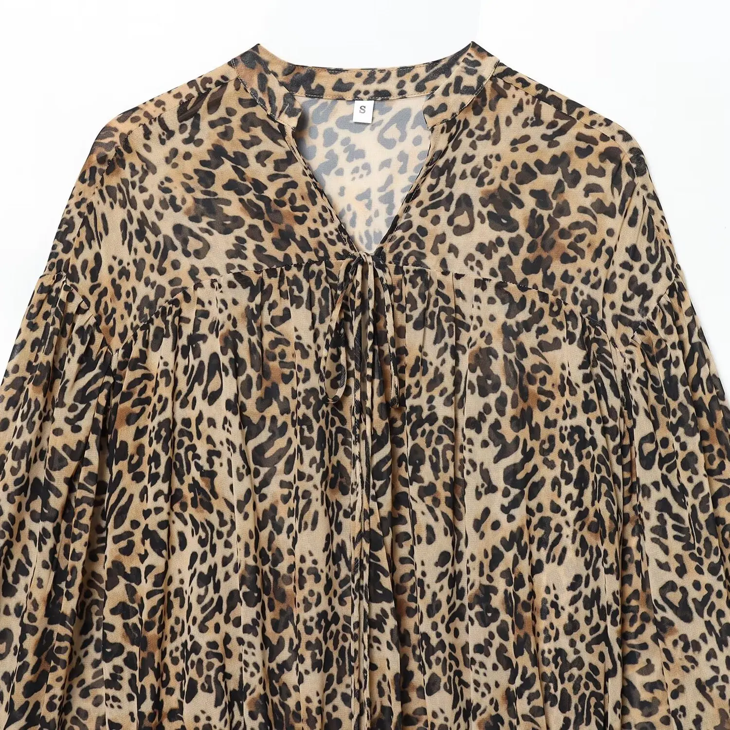 Ele Animal Print Em Camadas Decorativas Dr JNLEAOG Outono Novo Sle Feminino Faion Cor Pura Poliéster Longo Sve Slim...