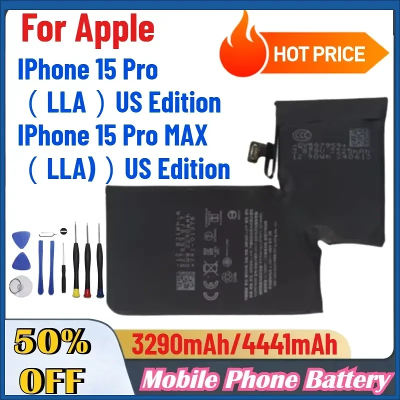 3290mAh 4441mAh Mobile Phone Replacement Battery for Apple IPhone 15 Pro（LLA) US Edition 15 Pro MAX（LLA) US Edition with