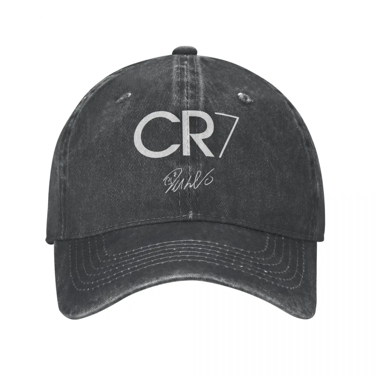 Retro Soccer Ronaldo CR7 Signature Baseball Caps Unisex Style Distressed Denim Sun Cap Outdoor Workouts Hats Cap