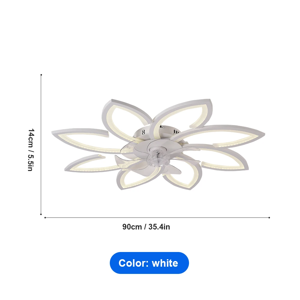Bloemblaadjes LED-plafondlamp Plafondventilatoren met licht Slaapkamer Eettafel Fan Lamp Ventilator Afstandsbediening Lichtpunt