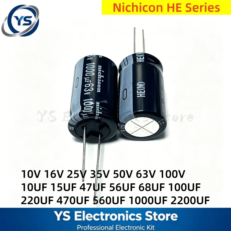 Nichicon HE Series 6.3V 10V 16V 25V 50V 63V 100uF 220uF 470uF 680uF 1000uF 2200UF Aluminum Electrolytic Capacitor Low Impedance