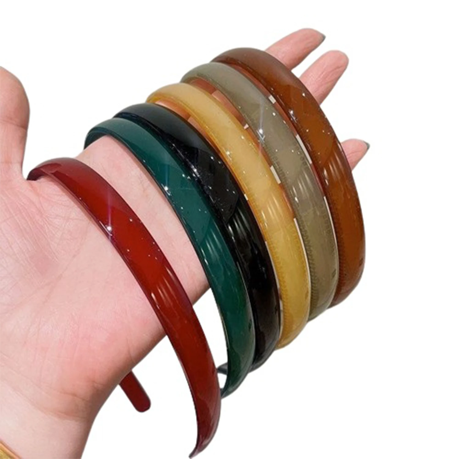 1 PC Simple Hairband Hair Hoops For Women Summer New Bezel Band Acrylic Wash Face Headband Jelly Color Headbands