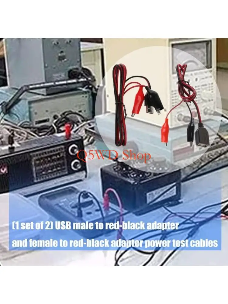 Q5WD 2pcs USB Male Female to Alligators Clip Test Cables for 5V Device Power Supply