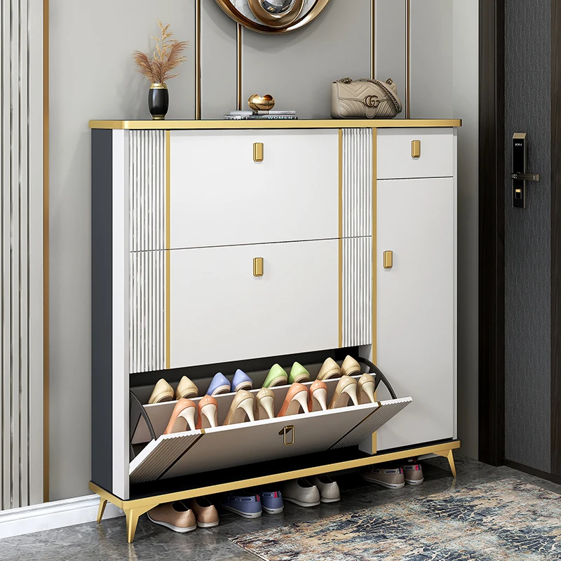 Extremely Narrow Shoe Storage Cabinet Modern Style Entrance Shoe Storage Cabinet Flip Home Entrance Shoe Cabinet