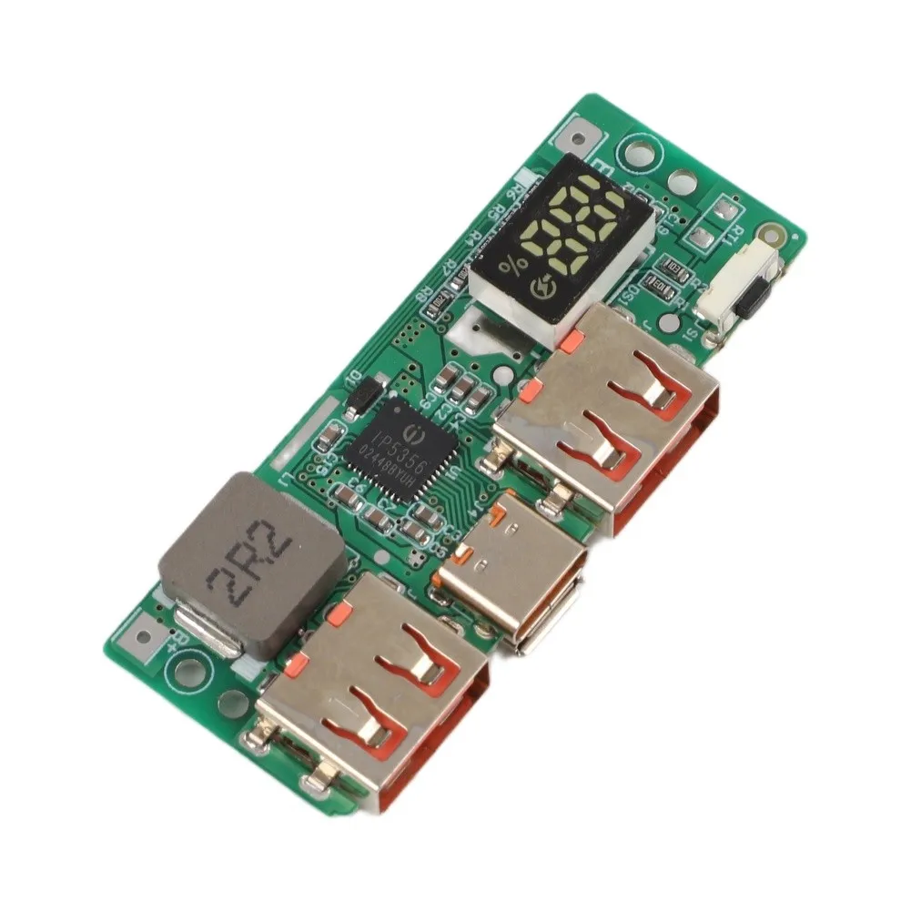 5V 3A Power Bank Module Featuring Digital LCD Display for Monitoring Charge State and Power Delivery Performance
