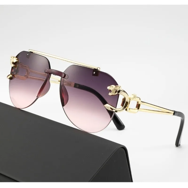Gradient Punk Sonnenbrille UV400 Rahmenlose Brillen Vintage Sonnenbrille für Damen Herren – Detail 1