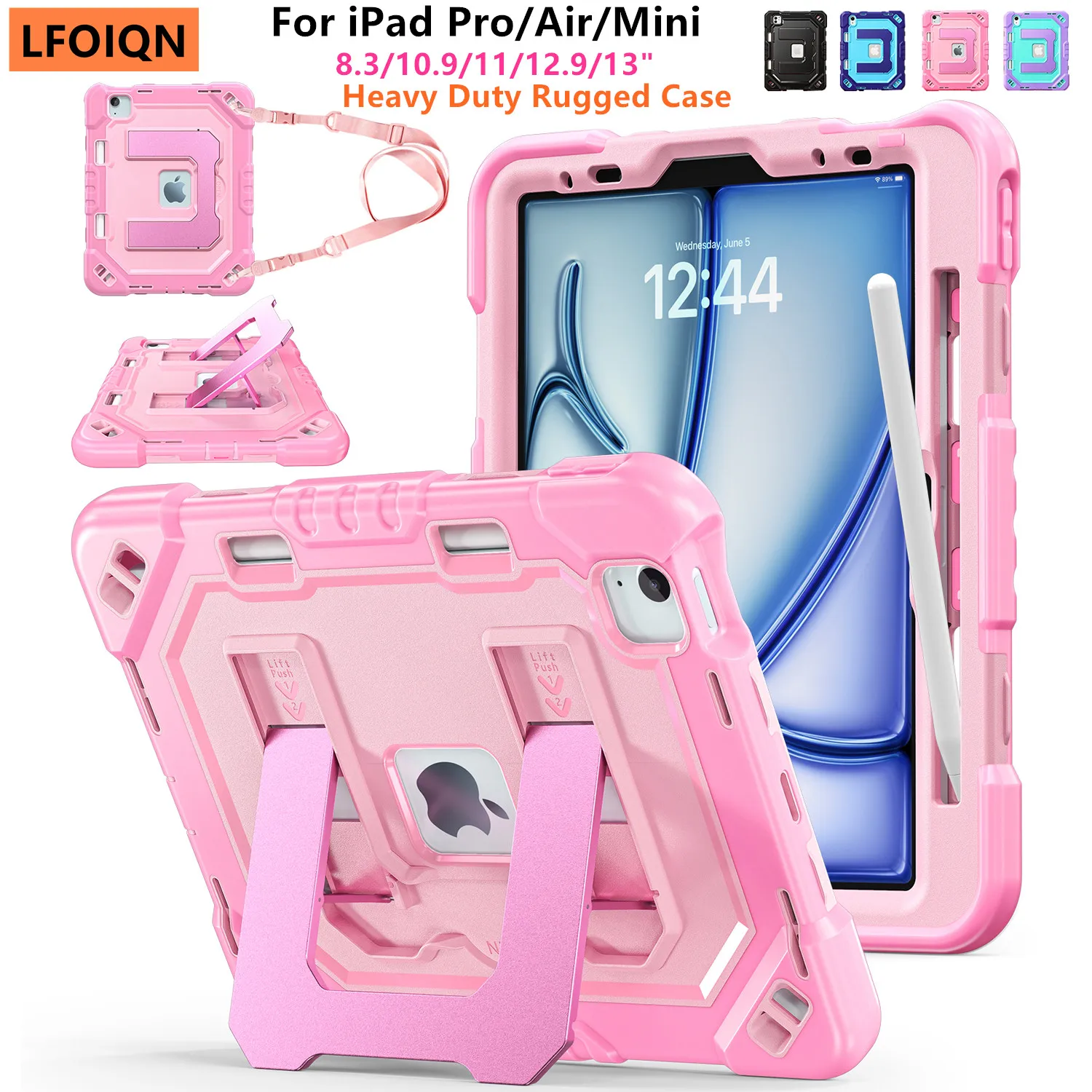 LFOIQN Robuste Schutzhülle für iPad Air 5. 6. 12. 11. iPad Pro 11 12,9 13 Air 11 M4 10. Generation 10,9 Mini 7 6 8,3" Stoßfeste Abdeckung