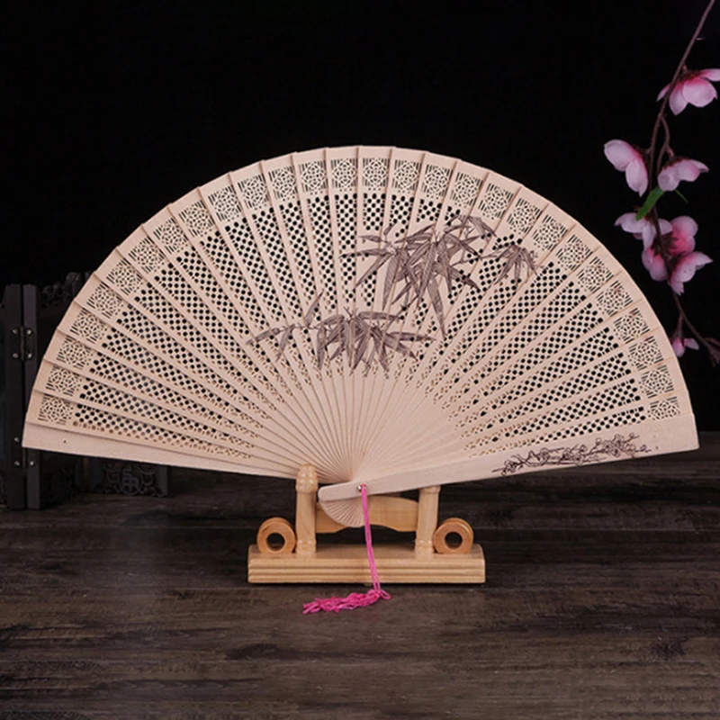 1PC Chinese Style Handmade Wood/Silk/Paper/Lace Folding Fan Rack Display Stand Wooden