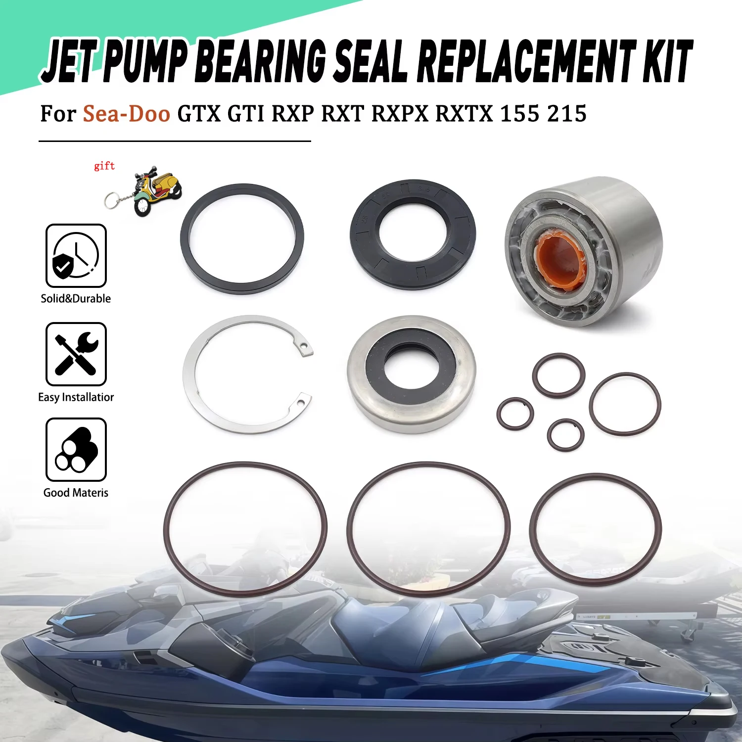 Bearing Seals Jet Pump Refresh Rebuild Kit For Sea-Doo RXP RXT RXPX RXTX RXP-X 225 260 GTI 900 130 155 GTS GTX 170 215