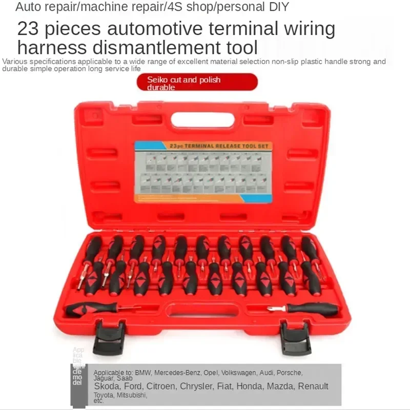 23pcs Car Terminal Wiring Harness Disconnect Tool Remover Line Disassembly Plug Unlock  Needle Ejector