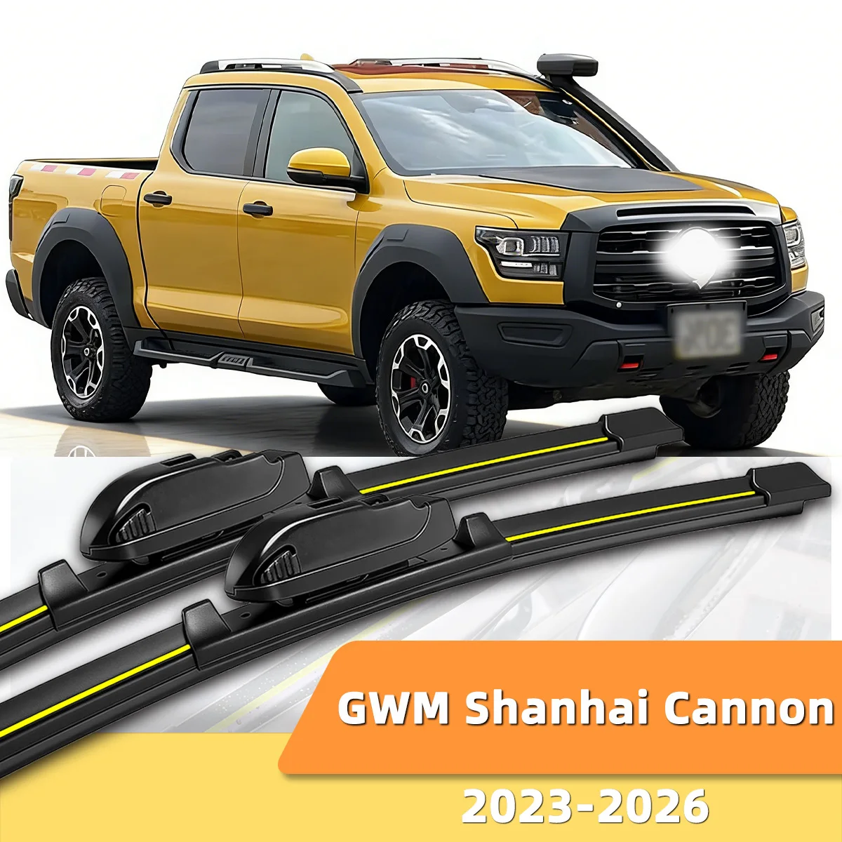 2 Stück Auto-Scheibenwischer Geeignet für Great Wall GWM Shanhai Cannon 2023-2026 Naturkautschukstreifen Zubehör Wischerblätter