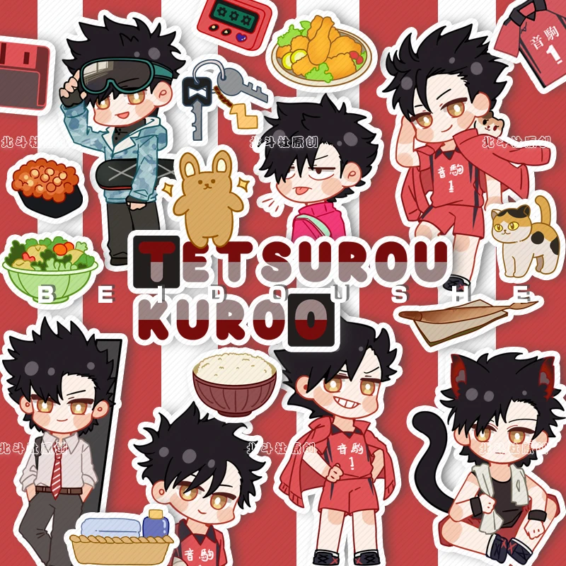 Anime Haikyuu! Shoyo Hinata Tobio Kageyama Kei Tsukishima Kozume Kenma Tetsurou kuroo Cosplay Tags Paster Sticker Xmas Halloween