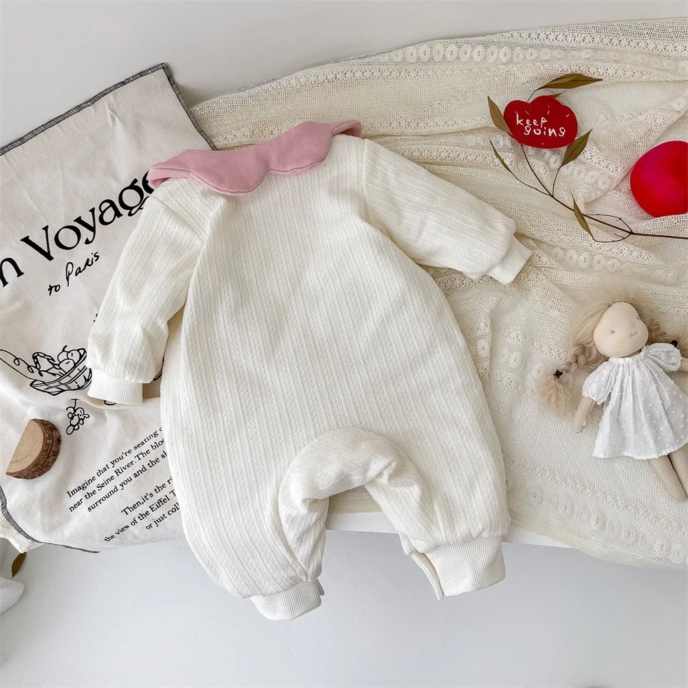 الدانتيل طوق الطفل بذلة الخريف والشتاء أفخم لطيف الحلو الزهور الدافئة عارضة السروال القصير ملابس الاطفال