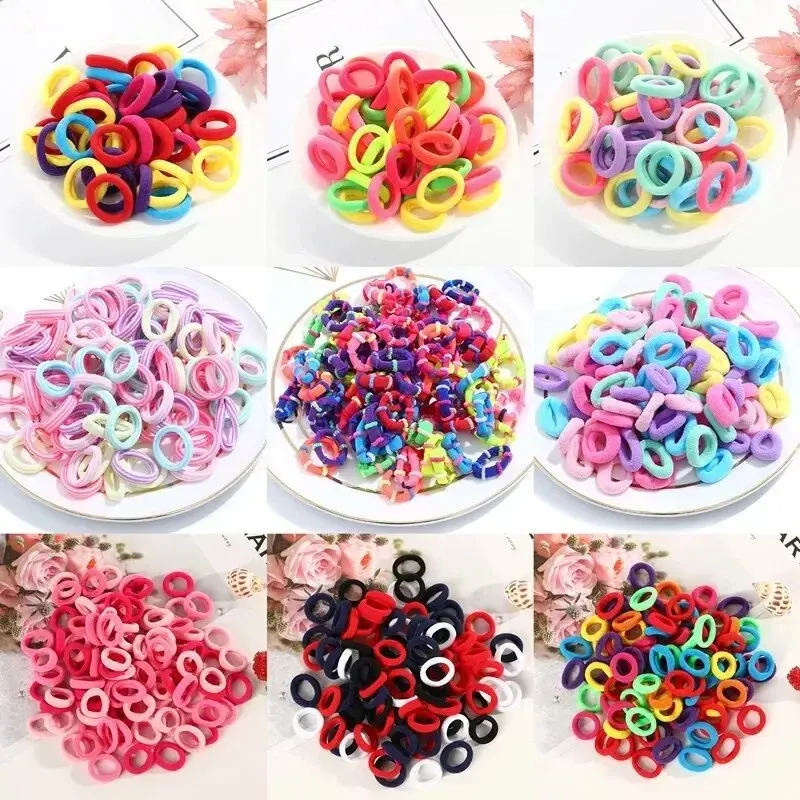 100pcs Girl Hair Bands Small Circle High Elastic Headband Hair Accessories Kids Ponytail Fixed Fashion Headband Headwear