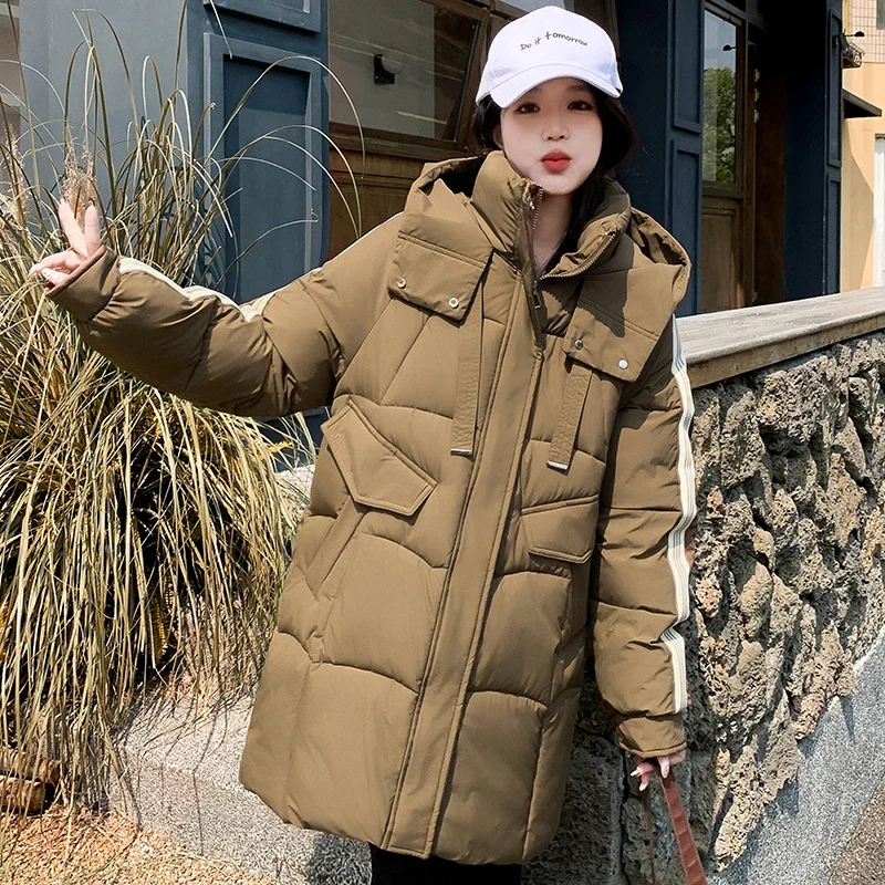 Giacca invernale da donna Parka lungo vestiti cappotto allentato giacca con cappuccio caldo spesso abbigliamento da neve cappotto imbottito cappotto da donna capispalla femminile