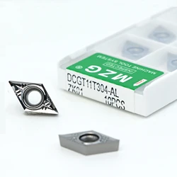 MZG 10pcs DCGT 070204 070408 11T304 11T308 AL ZK01 Wood Turning Tools High Quality Aluminum Insert Lathe Tool CNC Carbide Insert