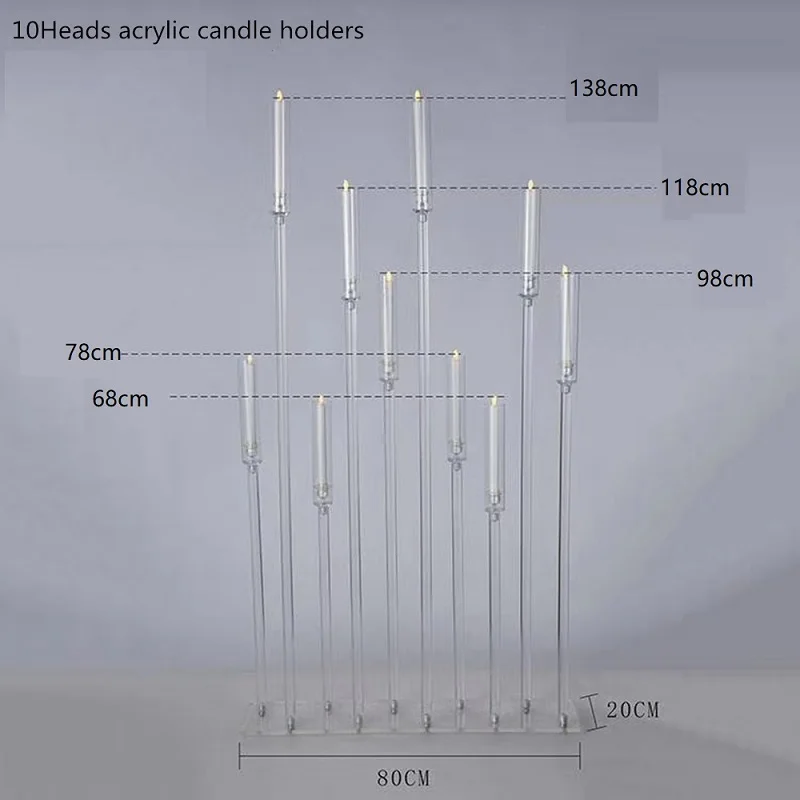 

Акриловые подсвечники 4 шт., 10 прозрачных свечей, Свадебный канделябр, центральные части стола, подсвечник для вечеринки