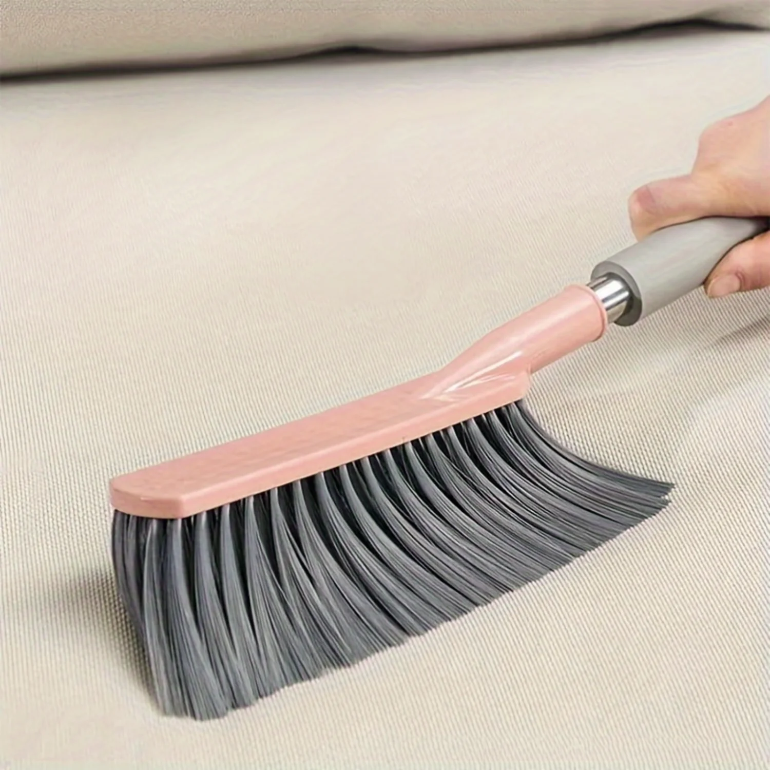 

Soft Bristle Brush for Carpet Cleaning - Long Handle Dusting Sweeper for Living Room, Bedroom, Car, Clothes, Bedding - Multipurp