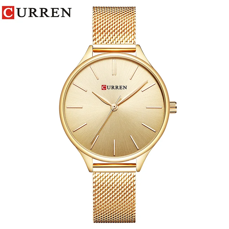 CURREN Elegant Simple Watches Womens Stainless Steel Band Quartz Clock Fashion Casual Wristwatches for Ladies