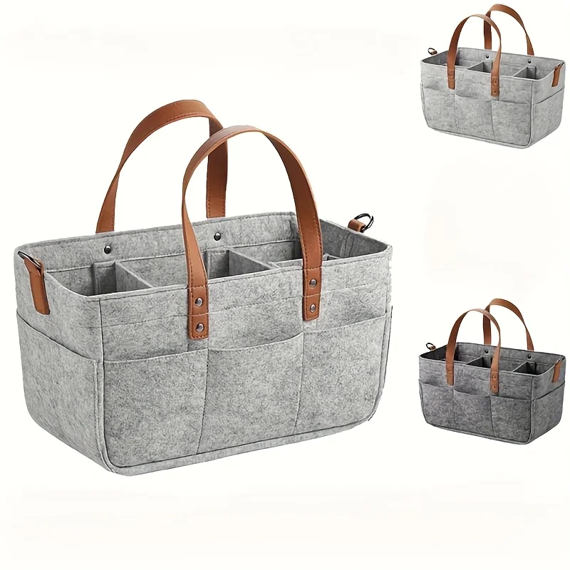 

Large Baby Felt Storage Nursery Organizer Basket Infant Diaper Bag with Handle Caddy Changing Nappy Kids Storage Carrier