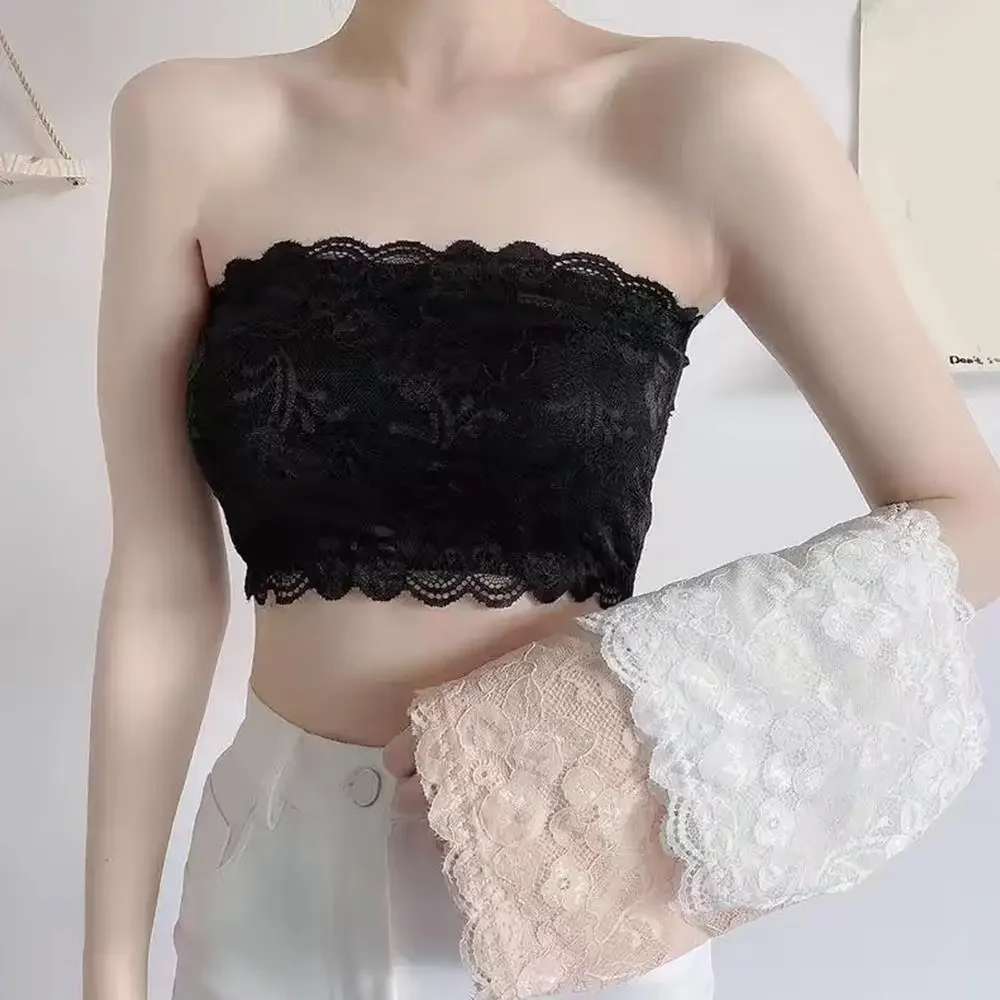 

Summer Breathable Invisible Strapless Chest Lady's Sexy Strapless Crop Top Bra Comfortable Underwear Brassiere Lace Tube Tops