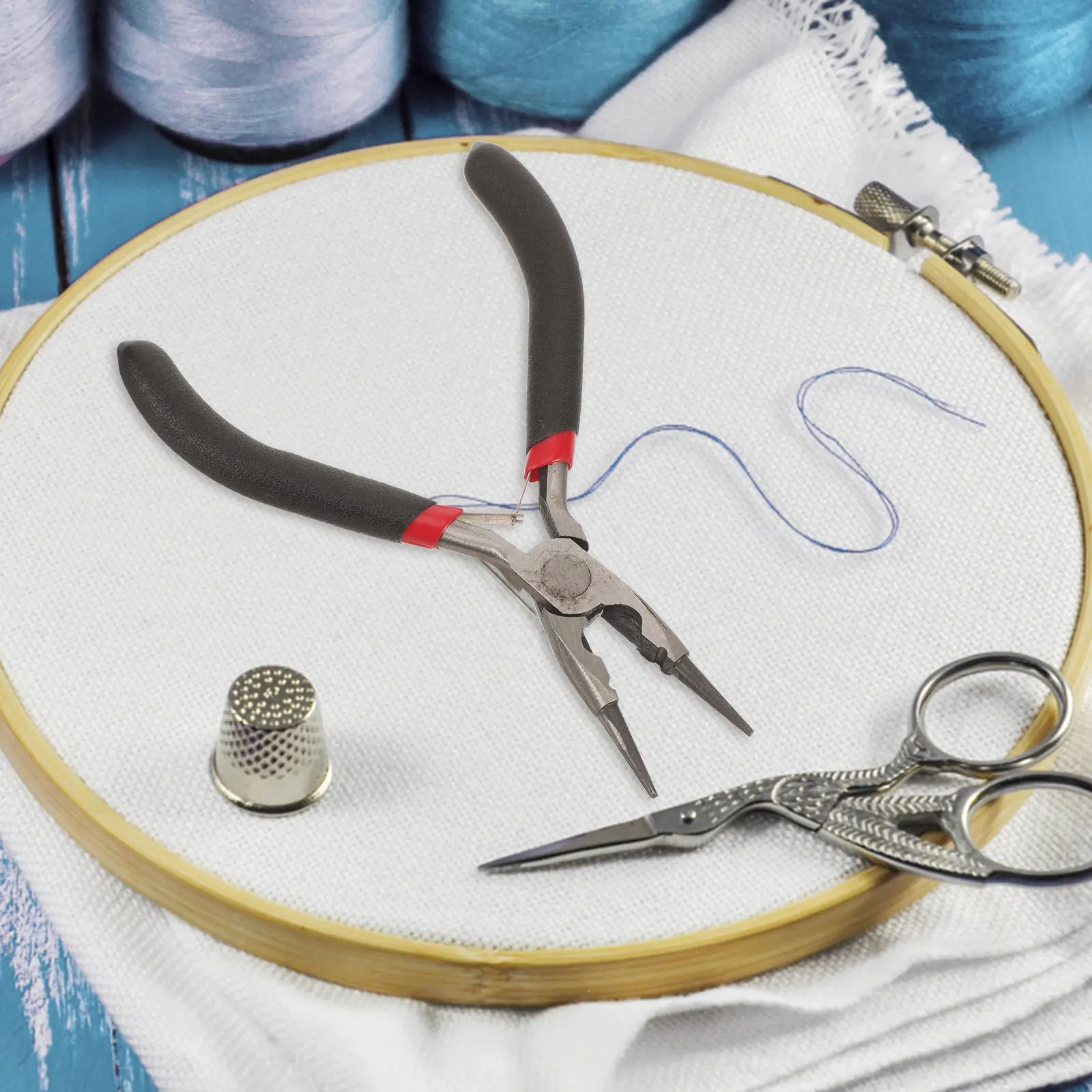 

2Pcs Round Nose and Flat Nose Jewelry Pliers Multi Functional Carbon Steel Pliers for DIY Jewelry Making Wire Bending Cutting