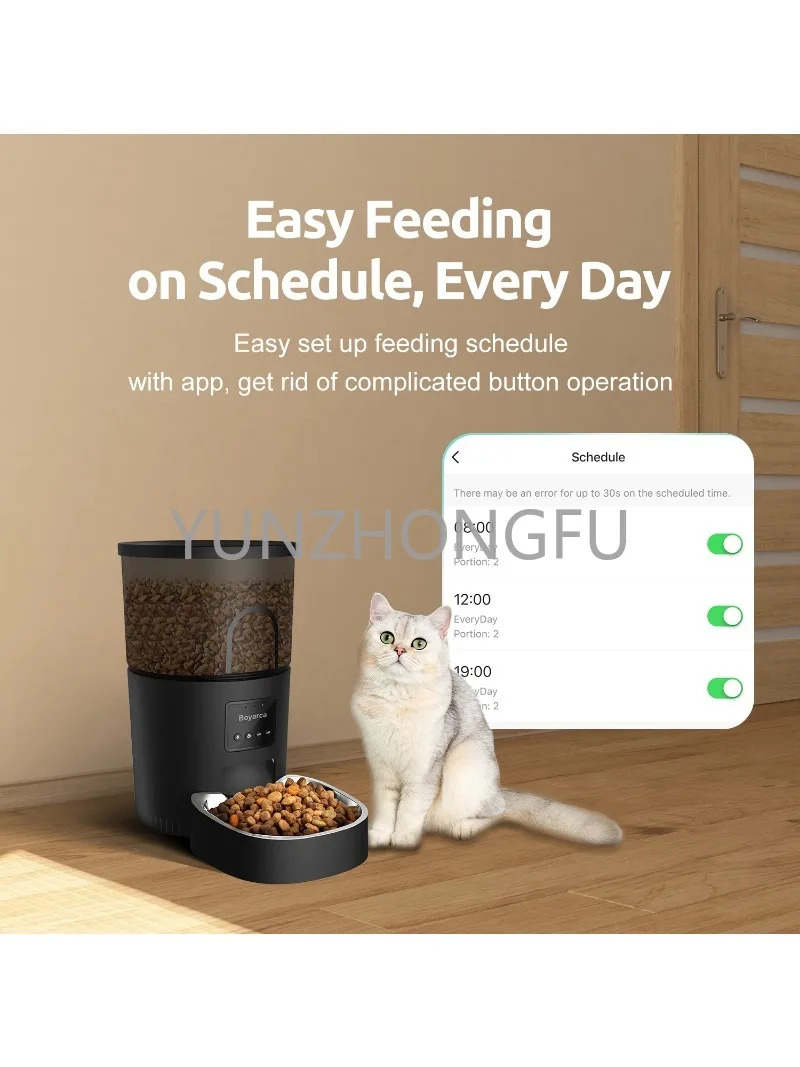 WiFi Automatic Pet Feeder with Tuya Smart Life APP Timer Black 3L Auto Cat Food Dispenser Work with Google Smart Home Products