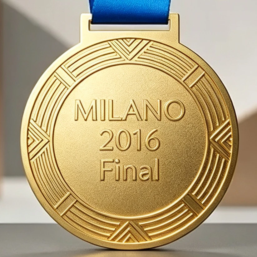 MILANO 2016 Style Football Award Medal with Ribbon for Fans Collection