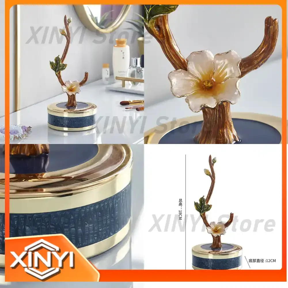 Enameled Luxury Storage Box for Home Use Jewelry Box Decorative Display Box for European Style Living Room Desk